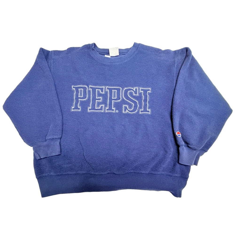 Vintage Pepsi Crewneck Sweatshirt‎ Men's M Blue Spell Out Logo 90s Made in Macau